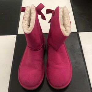 Koolaburra by UGG Gently used girls fuchsia pink suede winter boots.